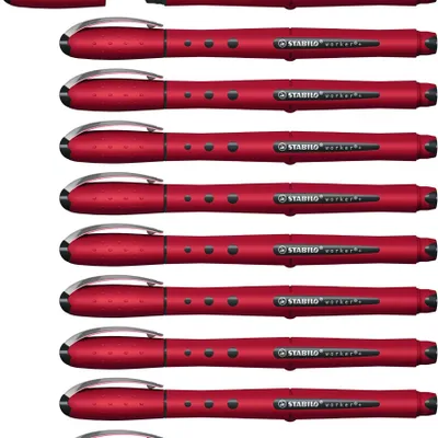 Produktbild von STABILO Tintenroller – worker+ NatureCOLORS Wildflower – 10er Pack – burgunderrot