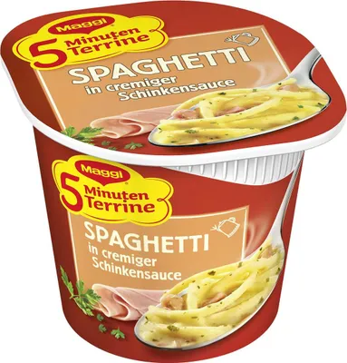 Produktbild von Maggi 5 Minuten Terrine Spaghetti in Schinkensauce 64g