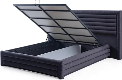 Image de Cadre de lit noir Chambre à coucher Lit double Designer Textile Meubles