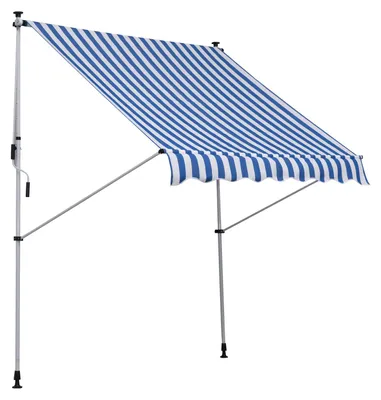 Produktbild von Outsunny Markise Klemmmarkise Faltarm 170-280cm Höhenverstellbar Alu Blau