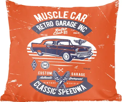 Produktbild von MuchoWow® Zierkissen Sofakissen Wohnzimmer Dekokissen 50x50 cm Autos - Oldtimer - Zeichnung - Komfort - Sofakissen