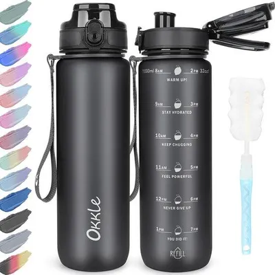 Image de Bouteille d'eau Famanu, 1 litre - Sans BPA, étanche, idéale pour le sport et les activités de plein air
