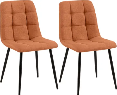 Produktbild von CLP 2er Set Esszimmerstuhl Tilde gepolstert mit Rückenlehne bis 150 kg belastbar orange Material Stoff