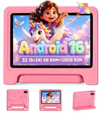 Image de Tablette Android 16, écran 10 pouces, compatible Widevine L1, 32 Go de RAM, 128 Go de stockage, couleur rose, modèle 2026