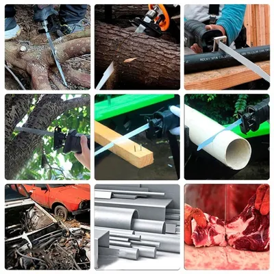 Produktbild von Säbelsägeblatt Set 4-teilig – Hochkohlenstoffstahl | 150/200 mm | 6/10/18 TPI | Für Holz, Metall, PVC | Kompatibel mit Rosfix RW21V