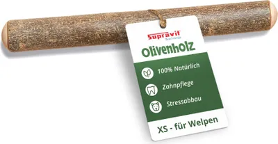 Produktbild von Supravit Olivenholz Hundespielzeug XS | Natürliches Kauholz & splitterfreier Kauknochen für Hunde | Langanhaltende Beschäftigung & Zahnpflege