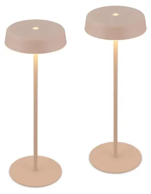 Image de Briloner Lot De 2 Lampes De Table LED Rechargeables IP44 Avec Bord Lumineux Ø13x36,5 cm 2,6W 280lm 2700K Blanc Chaud Variateur Tactile Beige - Lampes De Chevet Sans Fil