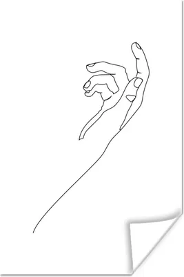 Produktbild von MuchoWow® Poster Linienkunst - Minimalismus - Hand 20x30 cm - Papierdruck