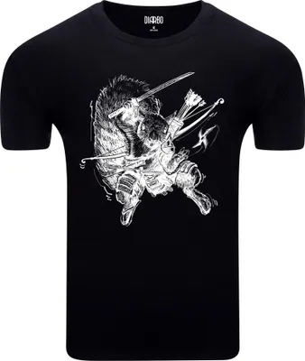 Produktbild von Diarbo Herren T-Shirt mit Japanisches Muster Druck Ninja-Eichhörnchen Schwarz Gr.XXXL