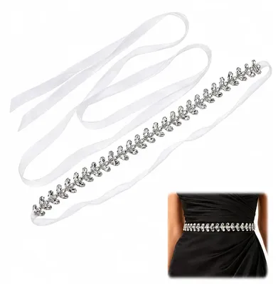 Produktbild von Ymswjgj Strass Kleid Gürtel Brautgürtel Handgefertigter Strass Glitzer Kristall
