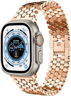 Produktbild von Strap-It Apple Watch Ultra Fischarmband Stahl (Roségold)