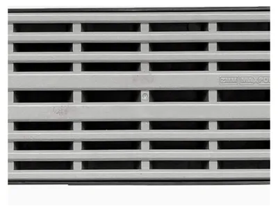 Produktbild von 9m Entwässerungsrinne für modulares System A15 98mm, kompletter Stegrost aus Kunststoff, Grau