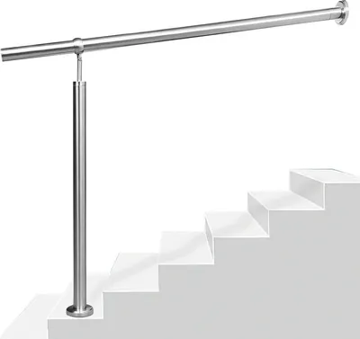 Produktbild von Clanmacy Edelstahl Handlauf Geländer Eingangsgeländer Aufmontage Wandhandlauf pflegeleicht Treppengeländer für Innen/Außen 180cm