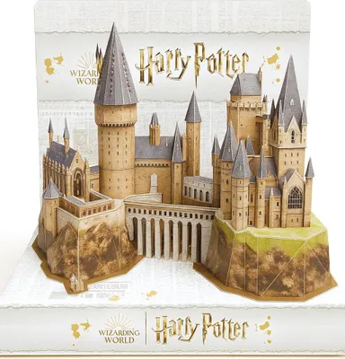 Produktbild von Spin Master 4D Puzzle Harry Potter Hogwarts Schloss fertig aufgebaut Display