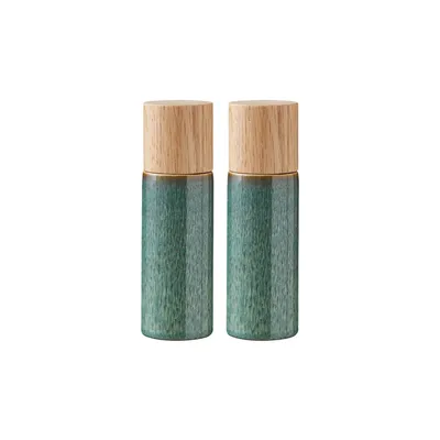 Produktbild von BITZ 821501, Salz- und Pfeffermühlen-Set, Grün, Holz, Keramik, 50 mm, 50 mm, 167 mm