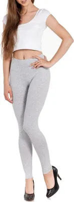 Produktbild von Damen Leggings Hoher Bund verschiedene Farben Baumwolle; Grau Meliert S/36