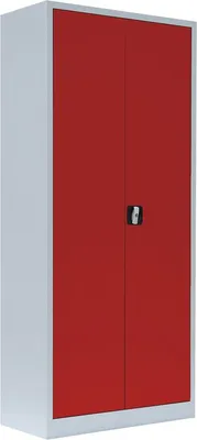 Produktbild von Stahl-Aktenschrank Metallschrank abschließbar Büroschrank Stahlschrank Lichtgrau/Rot 1800 x 800 x 383 mm 530334