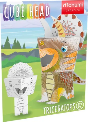 Zdjęcie produktu dla Dinozaur Triceratops Cube Head do kolorowania