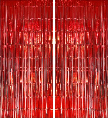 Produktbild von 2x Lametta Vorhang - rot - 91x244 cm