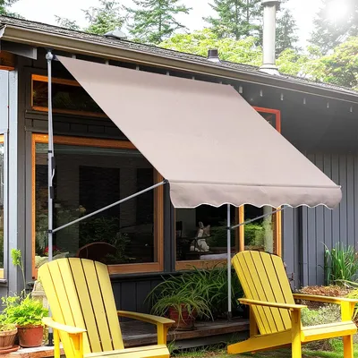 Produktbild von Gelenkarmmarkise mit Handkurbel Höhenverstellbar Klemmmarkise für Terrasse Balkon Veranda 200x150cm Cremeweiß