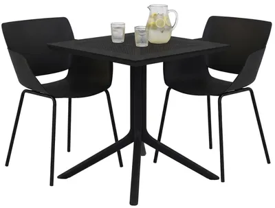 Imagen del producto de Juego de muebles de jardín Lirra con 2 sillas, color negro