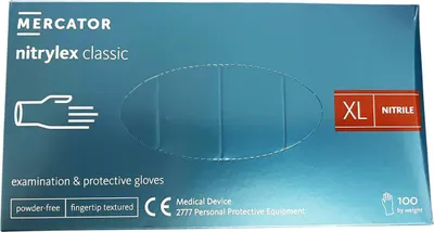Zdjęcie produktu dla Rękawice nitrylowe Mercator nitrylex classic niebieskie (opakowanie 100 szt.)