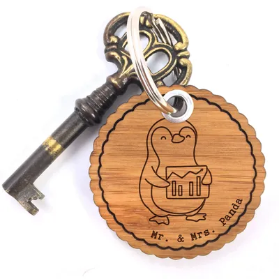 Produktbild von Mr. & Mrs. Panda Schlüsselanhänger Wirtschaftsanalytiker Herz - Transparent - Geschenk, Taschenanhänger, anhänger schlüssel, Holzanhänger, Holz