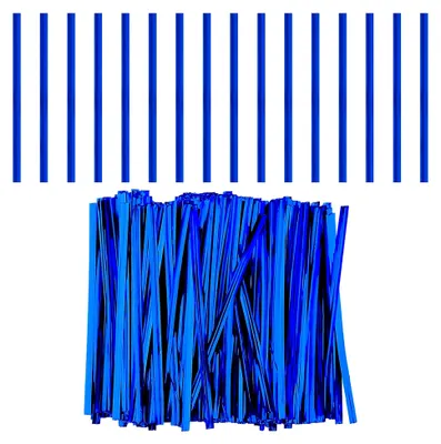 Produktbild von 750 Stück 10 cm Twist-Krawatten Metallisch für Candy Bags, Kaffeebeutel und Snacks (Blau), Weihnachtsdekoration