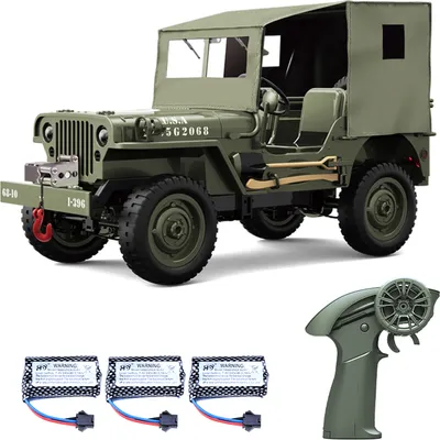 Zdjęcie produktu dla Zdalnie sterowany samochód, terenowy pojazd gąsienicowy 2,4 GHz 4WD z podświetlaną plandeką, elektryczna zabawka terenowa 1:10 z 3 akumulatorami dla dorosłych, dzieci i chłopców