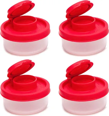 Produktbild von Kleine Salz- und Pfefferstreuerflasche, ideal für unterwegs – Mini-Salz- und Pfefferstreuer-Set mit Deckel – perfekt für Reisen, Camping und Ausflüge – wiederverschließbar – rot, 4 Stück pro Packung