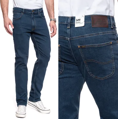 Zdjęcie produktu dla Lee - Brooklyn, ciemny denim w stylu stonewash - rozmiar 38 w pasie, 32 w kroku