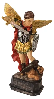 Erzengel-Michael-Figur, Kunstharz, handbemalt, 7x4x11 cm