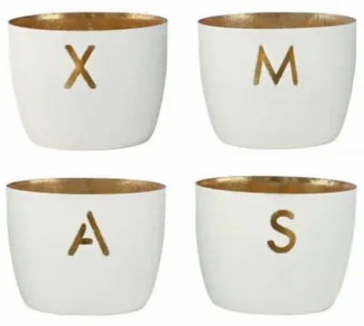 Produktbild von Gift Company Windlicht Madras Set Xmas Weiß (4er-Set)