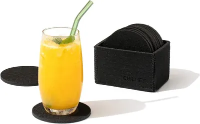 Produktbild von Filzuntersetzer - Glasuntersetzer - Set von 12 - Schwarz - Hitzebeständig