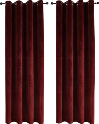 Produktbild von Vorhang 2er Set Ösen Bordeaux Verdunkelung 140x245 cm Samt weich Gardine