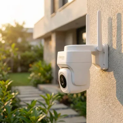 Produktbild von Outdoor Überwachungskamera 2K WLAN IP65 Wetterfest: 355 Grad Aussen-Kamera mit Personenerkennung, App, Nachtsicht & Intercom-System