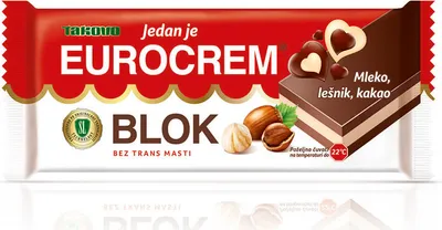 Produktbild von Eurocrem "Block" Kakaocremetafel Milch- & Haselnussgeschmack