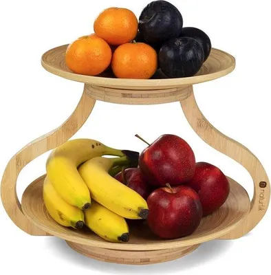 Produktbild von Famanu Obstetagere - herausnehmbare Obstschalen - 2-stöckige Etagere aus Bambus