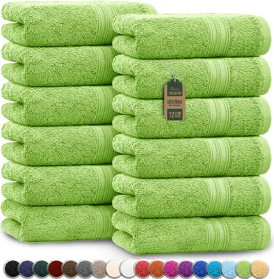 Produktbild von Frottier Gästetücher 12er Pack 30x50cm, 100% Baumwolle, Apfel grün
