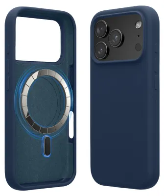Produktbild von kwmobile Hülle kompatibel mit Apple iPhone 17 Pro Max Hülle - magnetisches Silikon Case kompatibel mit MagSafe - Cover gummiert Marineblau