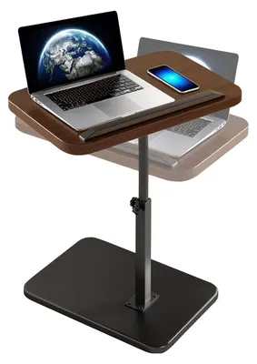 Immagine prodotto di Omgoods - Tavolino ausiliario a forma di C con altezza regolabile e piano girevole a 360°