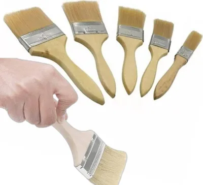 Produktbild von 5-teiliges Englisches Flachpinsel-Set Naturborsten 2,54-7,62 cm für alle Farben