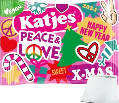 Produktbild von Katjes Peace & Love Vegan Neujahr Edition (175g Packung) + usy Block