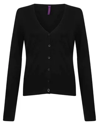 Image de Henbury - Cardigan pour femme, col en V, léger, court LT4518 (XS) (noir)