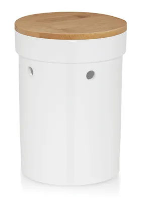 Image de Kela Pot à oignons céramique blanc 15cm couvercle en bambou hauteur 20cm Salena 12067