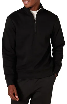 Productafbeelding van A. Essentials heren fleece sweatshirt met lange mouwen en een rits tot halverwege, maat S
