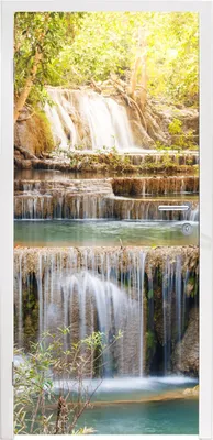 Produktbild von MuchoWow® Türtapete Selbstklebende Türfolie Sonne - Wasserfall - Landschaft 90x215 cm Türposter Türaufkleber Klebefolie Türklebefolie - Plakat an der Tür - Türsticker - Aufklebern