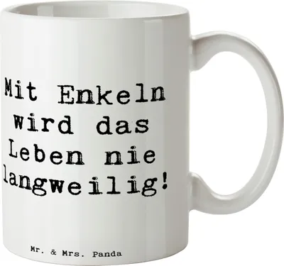 Produktbild von Mr. & Mrs. Panda Kaffeetasse Spruch Enkelkinder Abenteuer - Weiß - Geschenk, einzigartige Designs, Tasse, Trinkbecher, familiäre Bindung, Becher, Jubiläen, Teetasse
