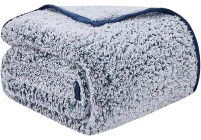 Productafbeelding van Sherpa fleece deken, zacht, 150x200 cm, marineblauw, microvezel, machinewasbaar