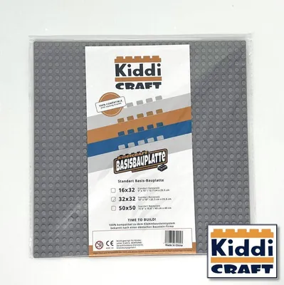 Image de Plaque de base 32 x 32 à picots, gris clair, compatible avec 25,5 x 25,5 cm